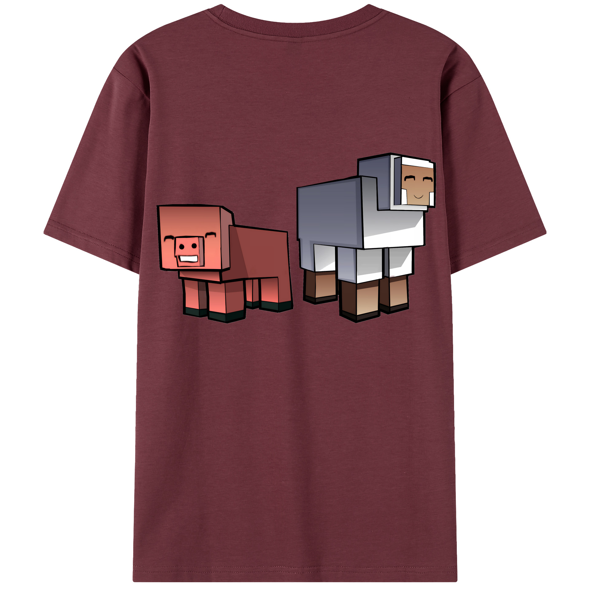 （画像用） マインクラフト ブロックの世界 Minecraft MC Block world 綿100％半袖Tシャツ（背面プリント）